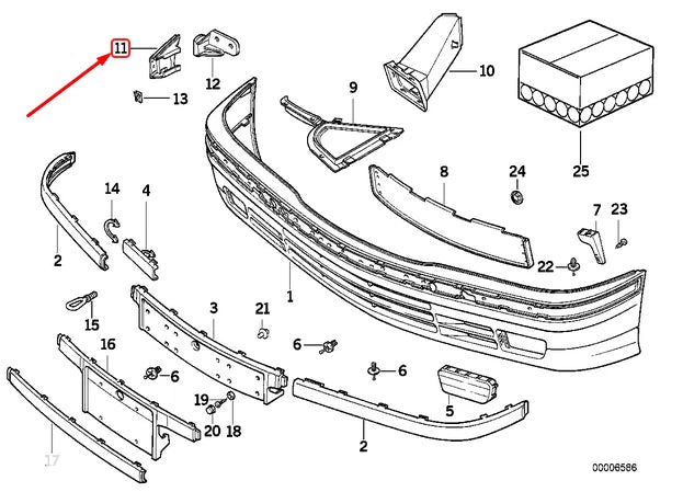 NEW BMW 3 E36 FRONT BUMPER LEFT INSERT BRACKET 51118122575