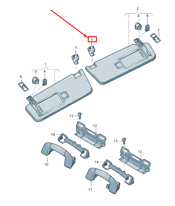 new vw golf vii 5g mk7 sun protection holder 5g0857561bkj1 original
