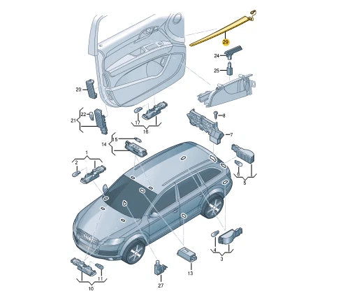 NEW AUDI Q7 4L REAR LEFT DOOR HANDLE LIGHT BAR 4L0919177