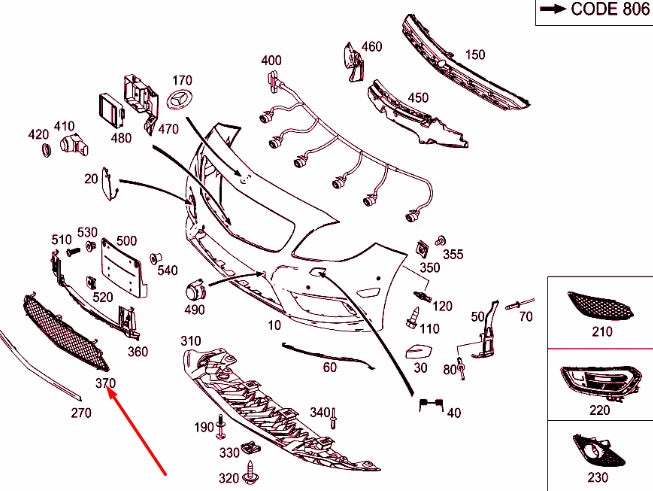 NEW MERCEDES-BENZ CLA COUPE C117 FRONT BUMPER LOWER GRILLE A1178851400 ORIGINAL