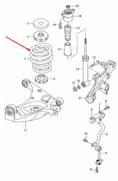 NEW AUDI A4 B7 REAR SUSPENSION COIL SPRING 8E0511115FM