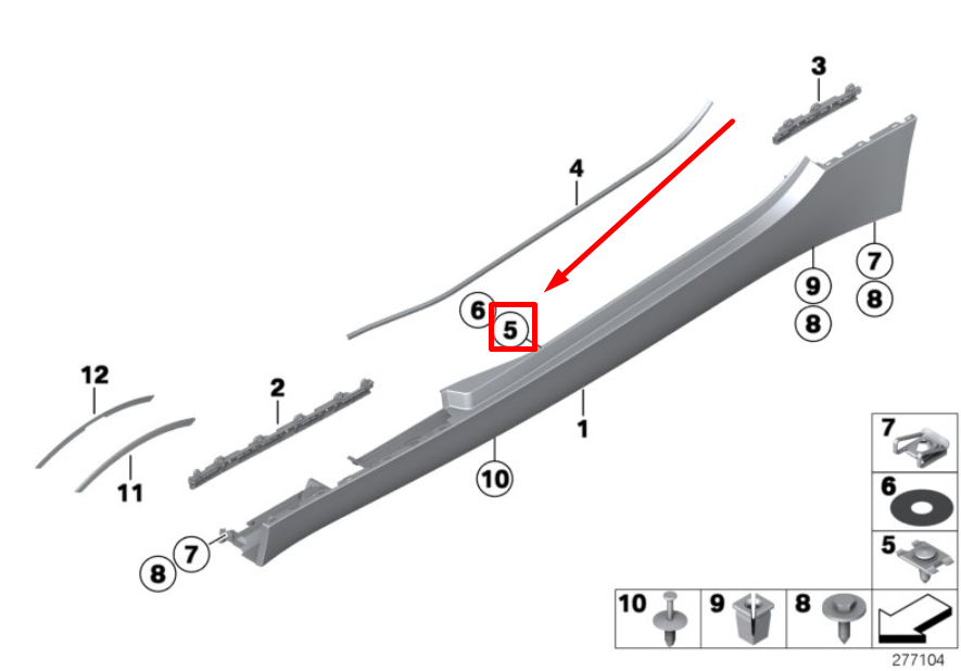 new bmw z4 roadster e89 rocker molding clip 51717055847 7055847 original