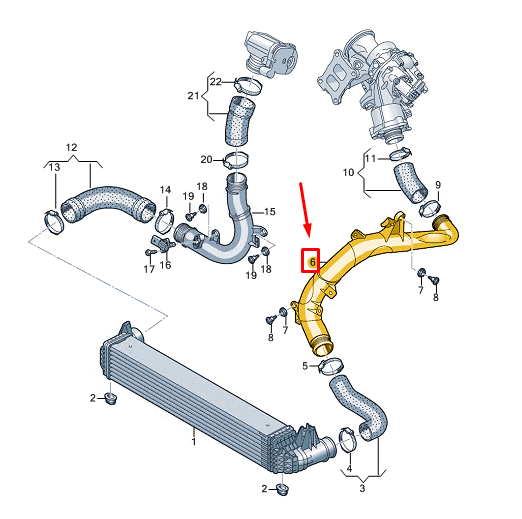 new audi a1 gb charge air tube 2q0145840 original