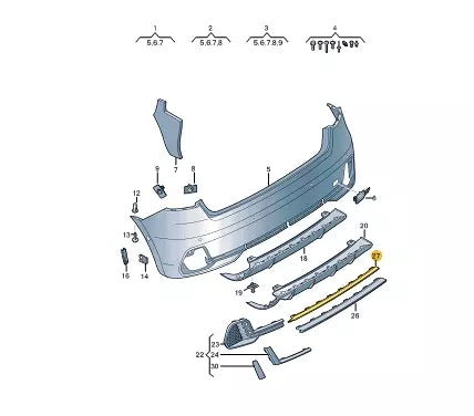 NEW AUDI A1 SPORTBACK GBA REAR BUMPER CENTER GRILLE TRIM 82A8078239B9 ORIGINAL