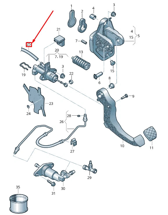 NEW AUDI A6 C7 MK1 CLUTCH MASTER CYLINDER RETURN HOSE 6Q1721453C ORIGINAL