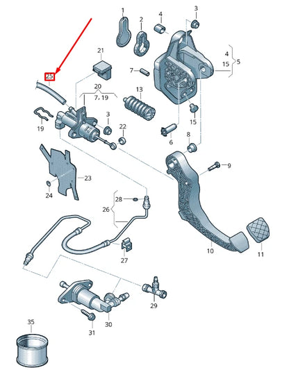NEW AUDI A6 C7 MK1 CLUTCH MASTER CYLINDER RETURN HOSE 6Q1721453C ORIGINAL