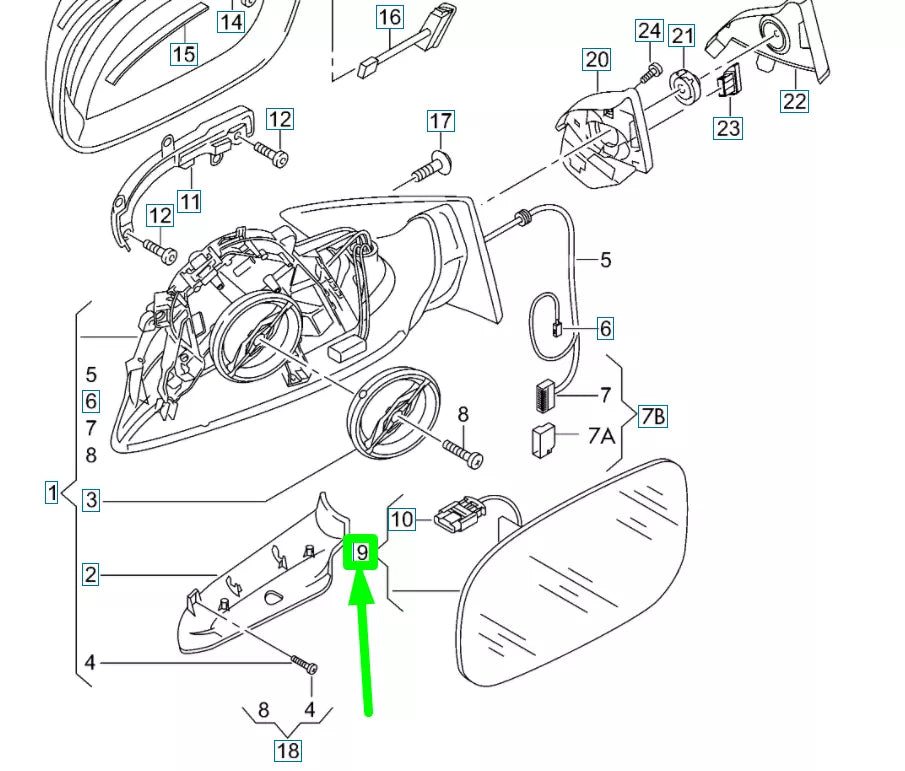 NEW AUDI A3 8P FRONT RIGHT DOOR MIRROR GLASS 8F0857536H ORIGINAL