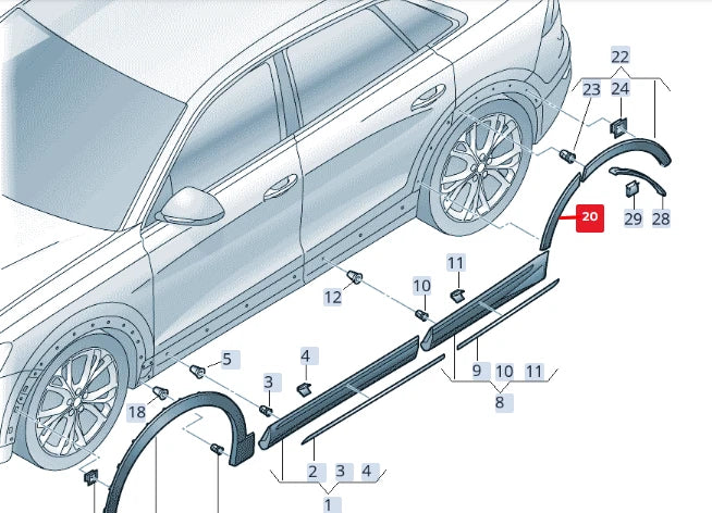 NEW AUDI Q8 REAR RIGHT WHEEL ARCH MOLDING 4M8854820AGRU