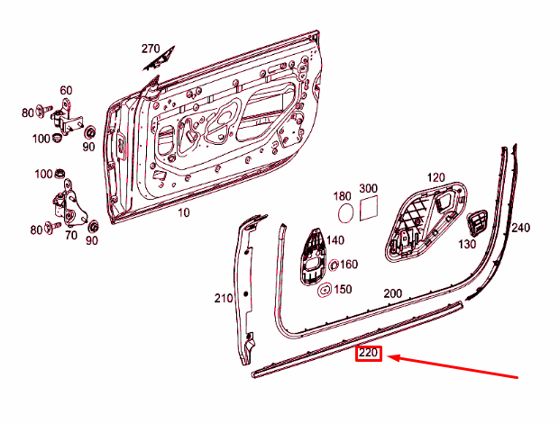 new mb s c217 front right door circumferential door seal a2177200654 original