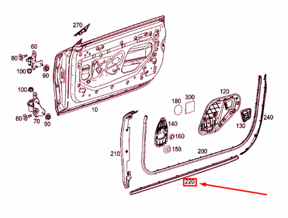 new mb s c217 front right door circumferential door seal a2177200654 original