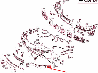 NEW MERCEDES-BENZ E W211 FRONT LEFT BUMPER MOLDING TRIM A21188009129999 ORIGINAL