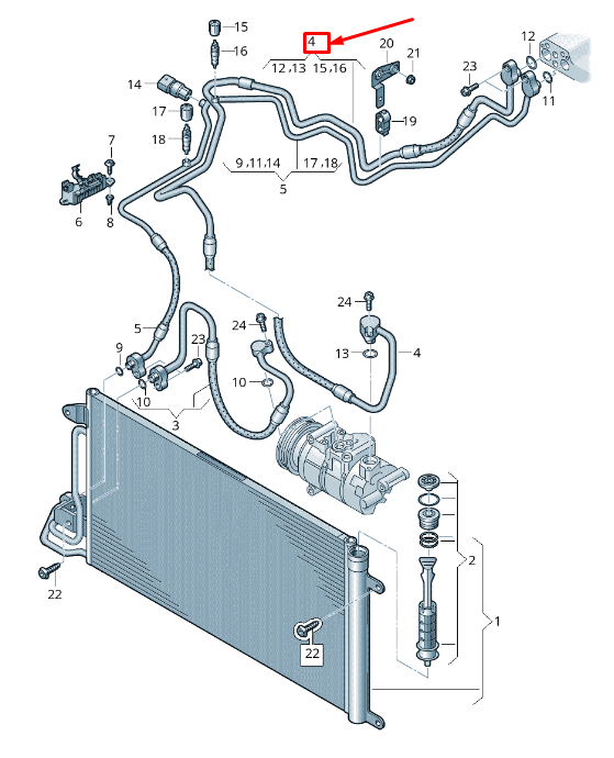 new skoda rapid nh a/c refrigerant line 6c0820743af original
