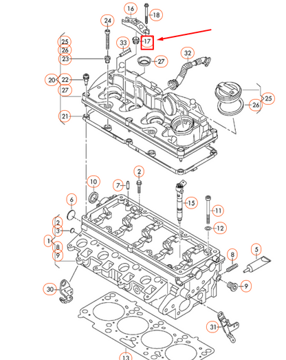 new audi a1 mk1 cylinder head tensioning plate o-ring 03l103487 original