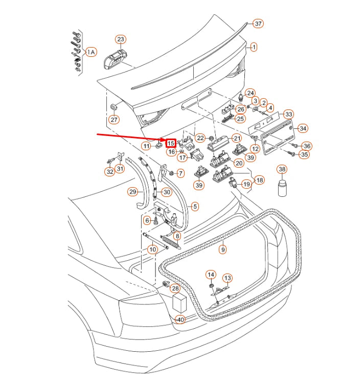 NEW AUDI A3 8V REAR LID LOCK 4H0827505A ORIGINAL