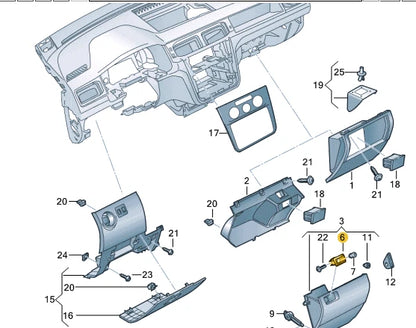 NEW VOLKSWAGEN CADDY SY GLOVE BOX OPENING MECHANISM 2K585713182V ORIGINAL