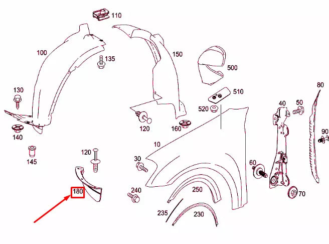 NEW MERCEDES-BENZ ML W164 FRONT LEFT FENDER COVER A1648841322 ORIGINAL