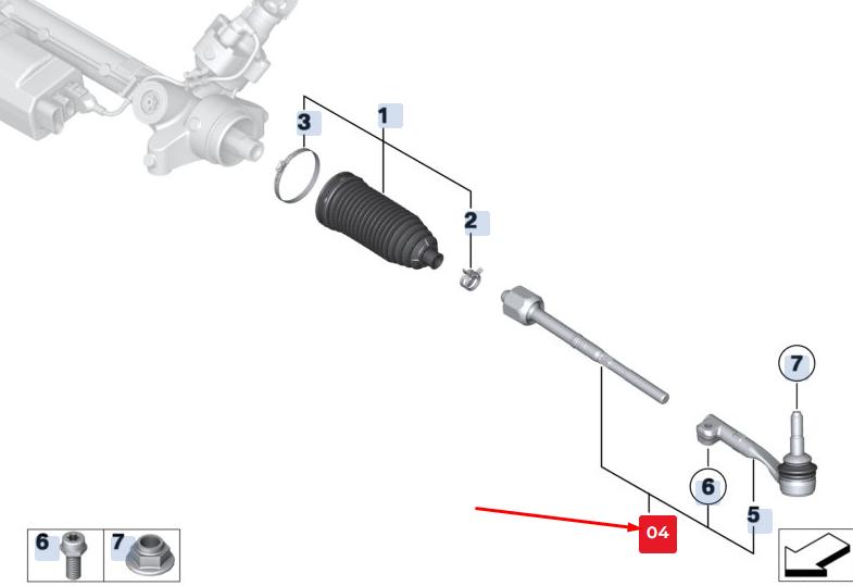 new bmw x5 f15 left steering tie rod 32106863857 6863857 original