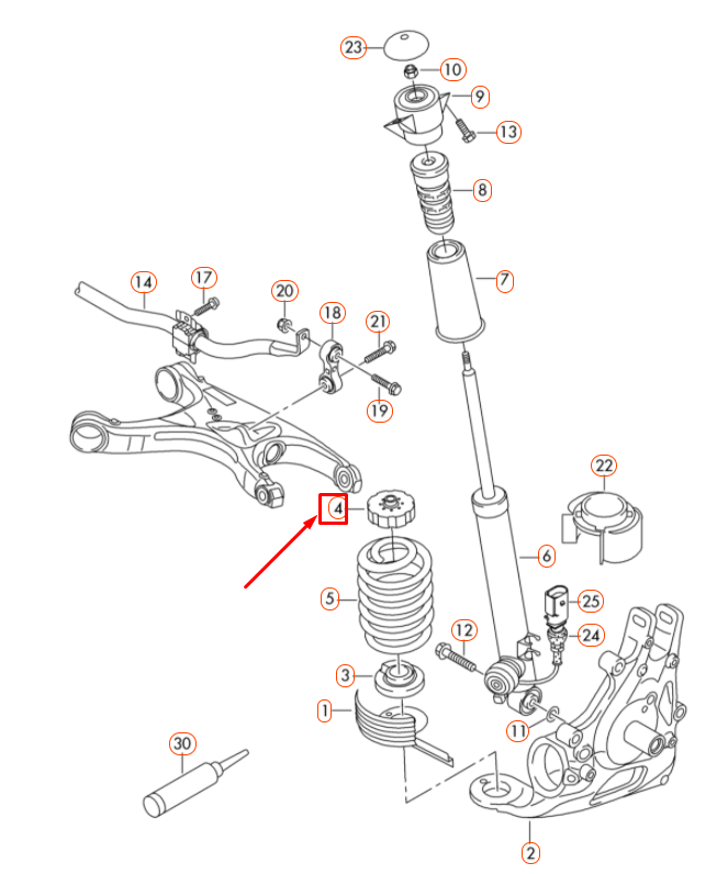 new audi a4 b8 rear upper axle spring support 8k0512149c original
