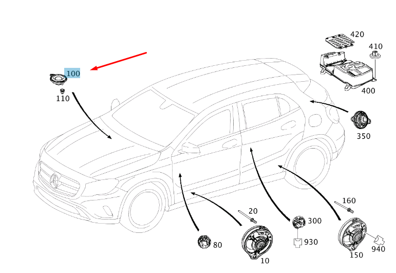 new mercedes-benz gla x156 instrument panel speaker a2468200202 original