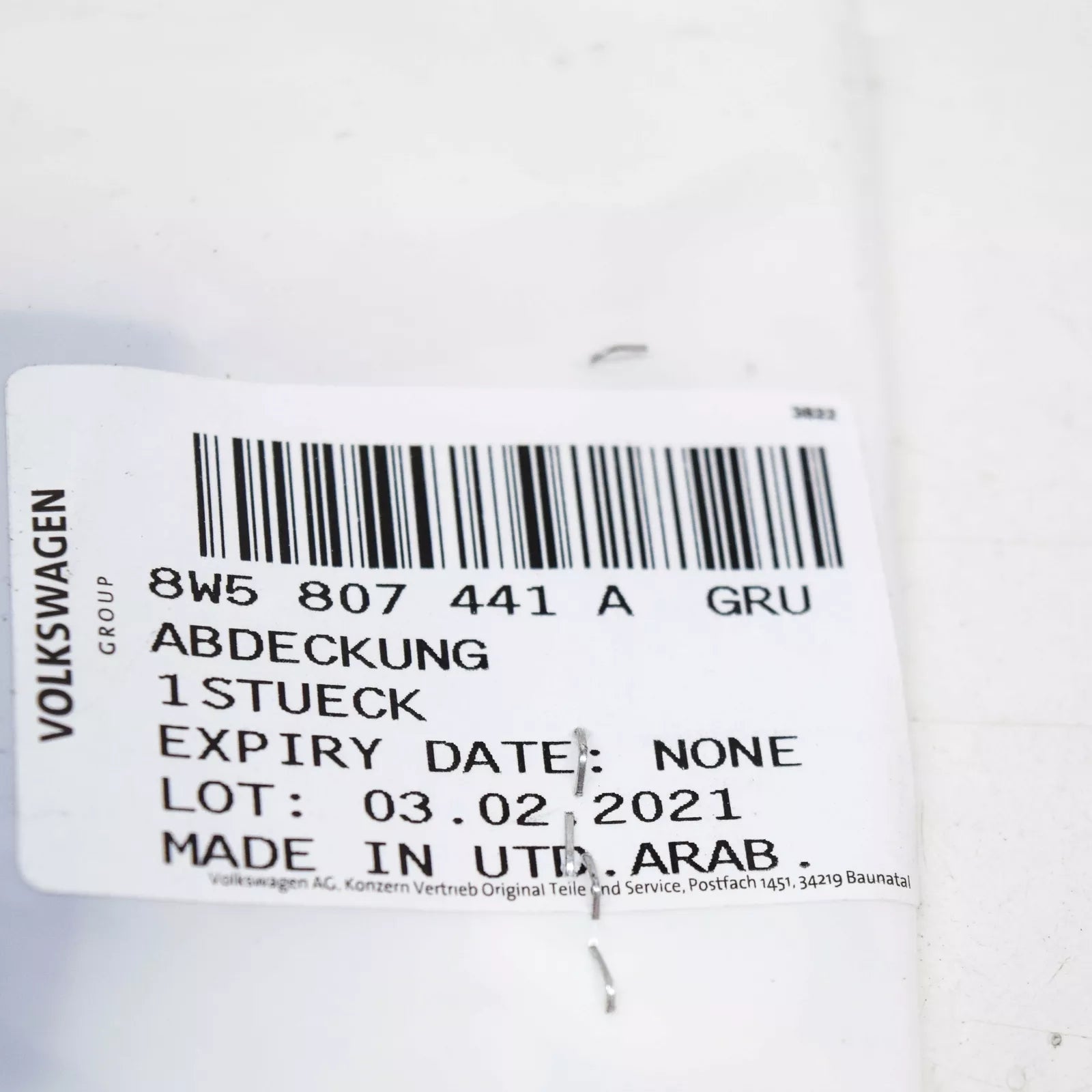 NEW AUDI A4 B9 REAR BUMPER TOW HOOK EYE CAP COVER S-LINE 8W5807441AGRU ORIGINAL