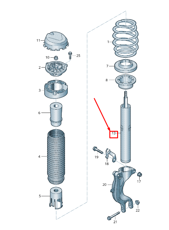 new vw touareg cr front gas shock absorber 4m4413031ab original