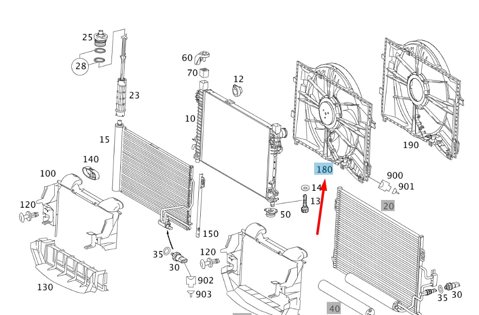 NEW MERCEDES-BENZ SLK R171 RADIATOR BLOWER A2035000593 ORIGINAL