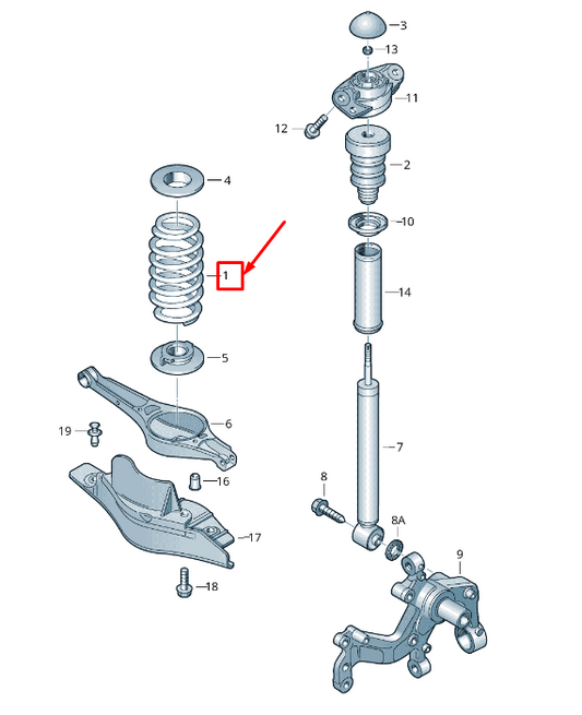 new audi a3 sportback 8p rear coil spring 8p0511115n original
