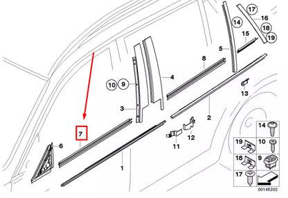 NEW BMW 3 E90 FRONT LEFT DOOR WINDOW STRIP 51337060233 7060233 ORIGINAL