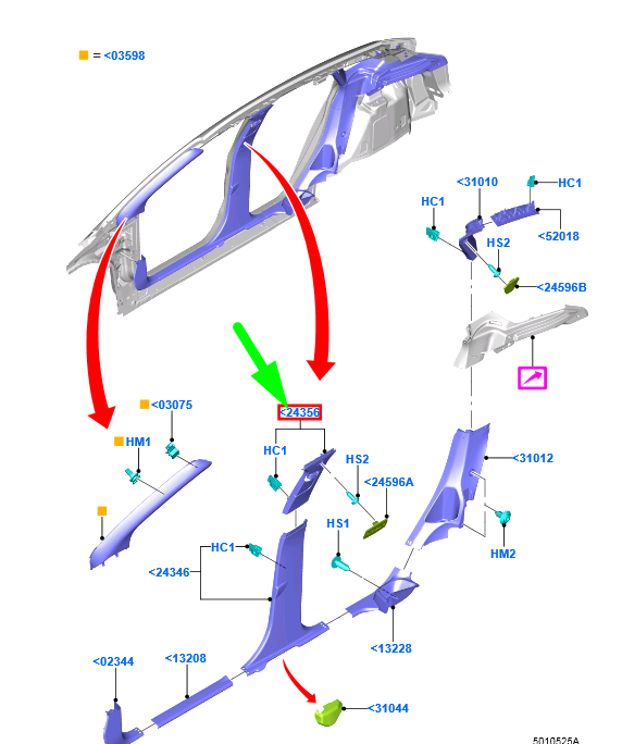 new ford focus mk3 c346 right b pillar upper trim 1742672 original