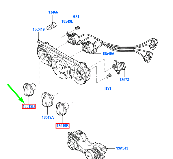 new ford transit connect mk1 heater control knob 98aw-18519-be 1070692 original