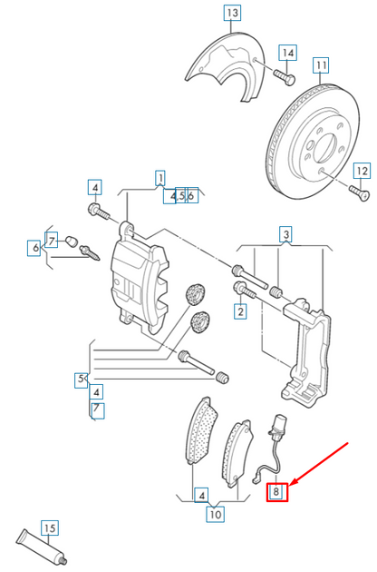 new vw crafter sz mk2 front disc brake pad warning contact 2n0615437b original
