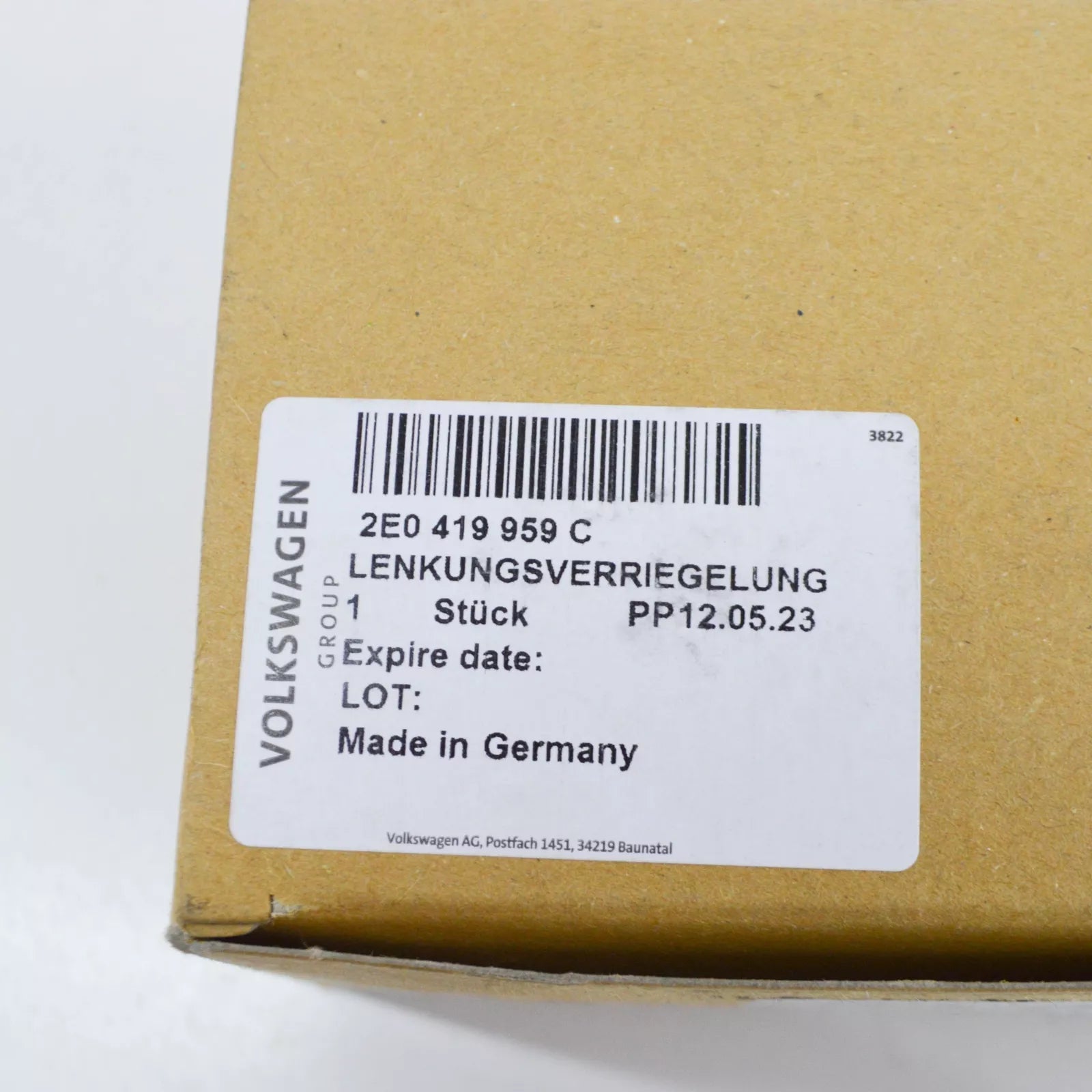 NEW VOLKSWAGEN CRAFTER 2E MK1 STEERING COLUMN LOCK 2E0419959C ORIGINAL