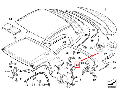 new bmw z3 coupe e36 right hardtop support cover 54218410552 8410552 original