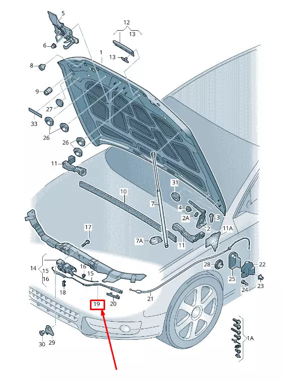 NEW AUDI Q5 8R FRONT LID LOCK CABLE RHD 8R2823531A
