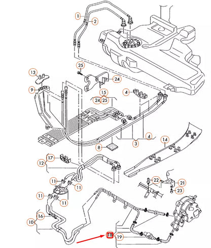 NEW VW BEETLE 9C FEED-RETURN FUEL LINE 038130308M ORIGINAL