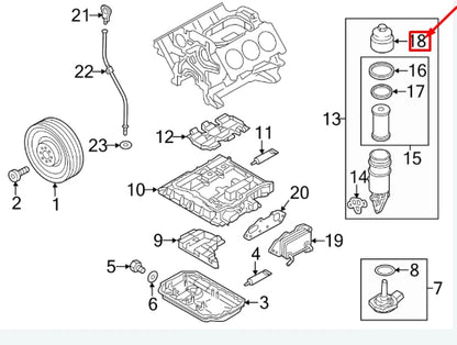 NEW VW TOUAREG 7P ENGINE OIL FILTER HOUSING COVER CAP 06E115433C ORIGINAL