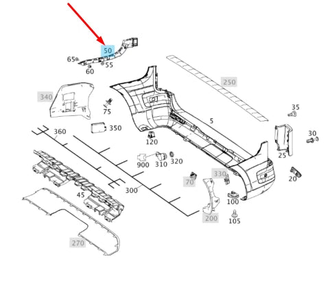 NEW MERCEDES-BENZ VITO W447 REAR BUMPER LEFT MOUNTING RAIL A4478800412 ORIGINAL