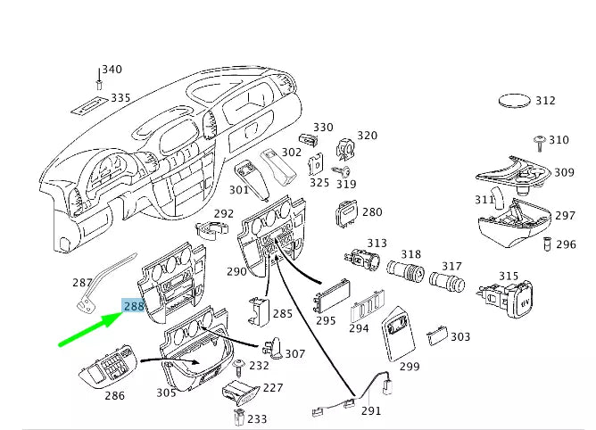 NEW MB SPRINTER W903 INSTRUMENT PANEL SWITCH COVER RHD A9016801907 ORIGINAL