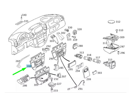 NEW MB SPRINTER W903 INSTRUMENT PANEL SWITCH COVER RHD A9016801907 ORIGINAL