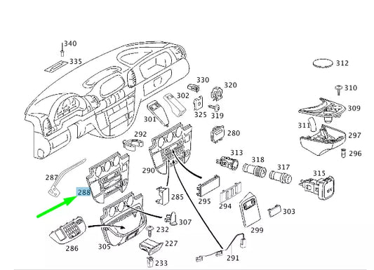 NEW MB SPRINTER W903 INSTRUMENT PANEL SWITCH COVER RHD A9016801907 ORIGINAL
