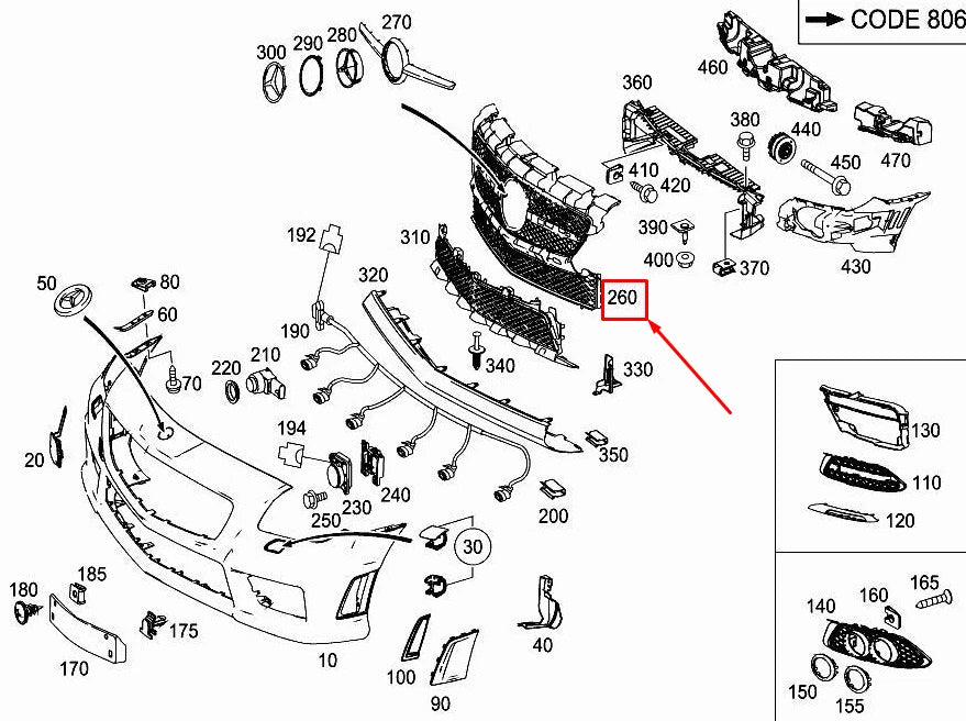 NEW MERCEDES-BENZ SLK R172 RADIATOR GRILLE A1728880160 ORIGINAL
