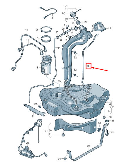 new audi tt 8j fuel tank breather line 8j0201183e original