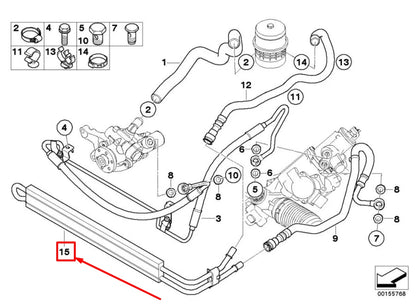 NEW BMW 3 E90 POWER STEERING COOLER 17117540810 7540810 ORIGINAL