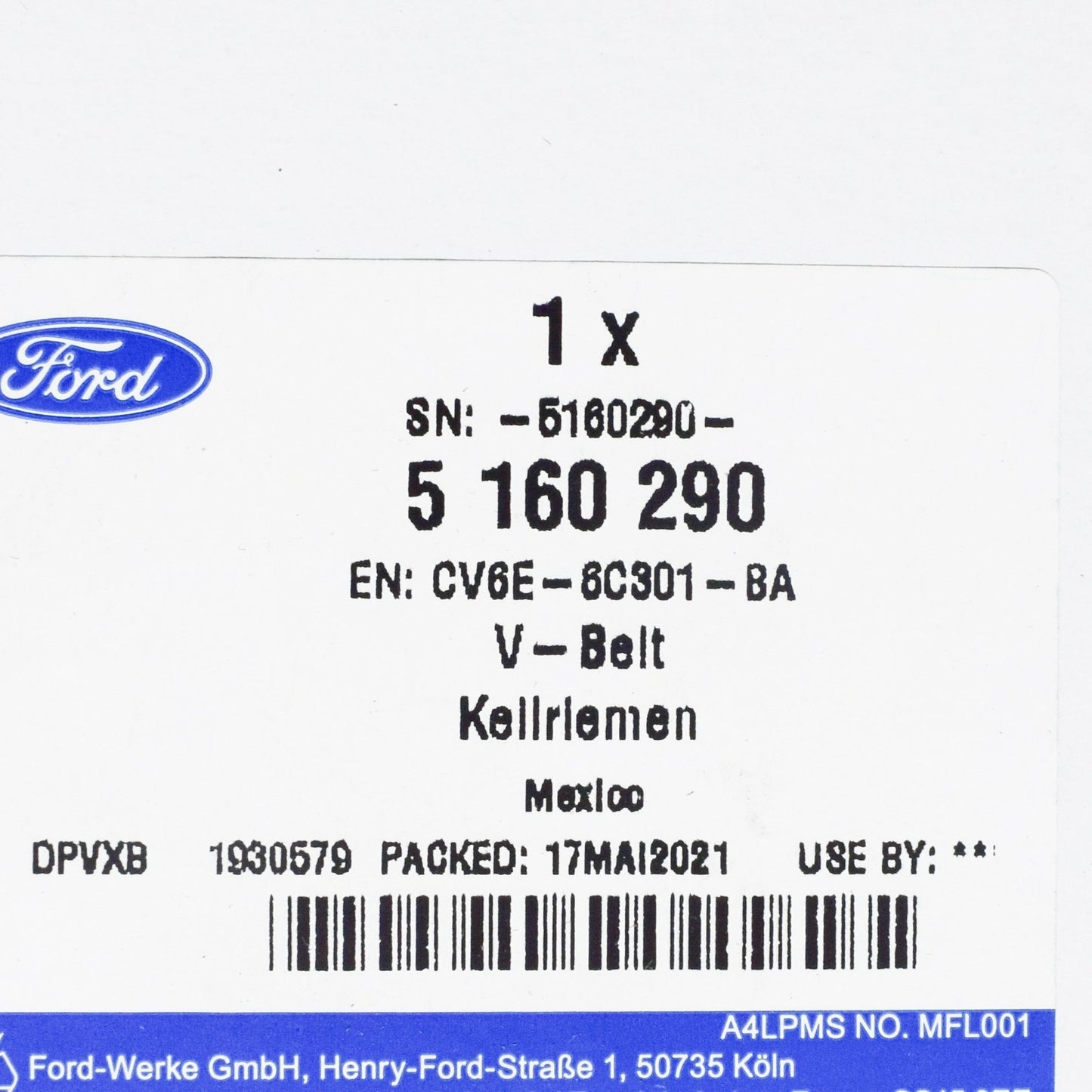 new ford kuga c520 mk2 air conditioning belt 5160290 cv6e-6c301-ba original