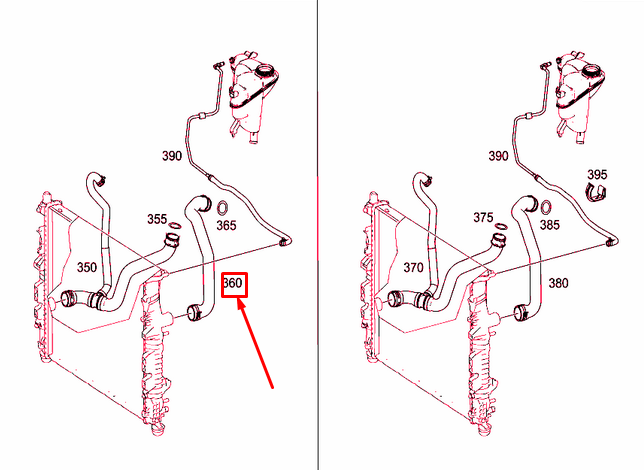 new mercedes-benz r w251 radiator coolant hose a2515011382 original