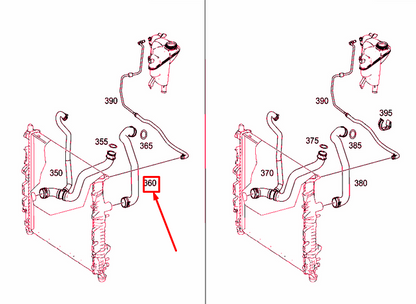 new mercedes-benz r w251 radiator coolant hose a2515011382 original