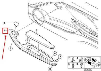 NEW BMW 3 E46 FRONT LEFT DOOR TRIM PANEL ARMREST 51417049671 7049671 ORIGINAL