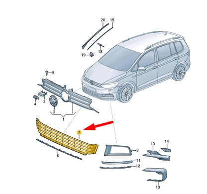 NEW VW TOURAN 5T FRONT BUMPER LOWER VENT GRILLE 5TA853677M9B9