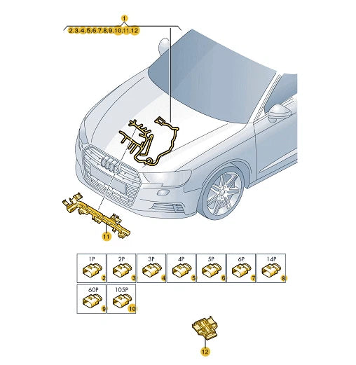 NEW AUDI A3 LIMOUSINE 8V ENGINE CABLE HARNESS 04L972627KK 2014 ORIGINAL