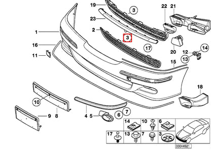 NEW BMW 5 E39 M-SPORT FRONT BUMPER GRILLE 51112496285 2003 ORIGINAL